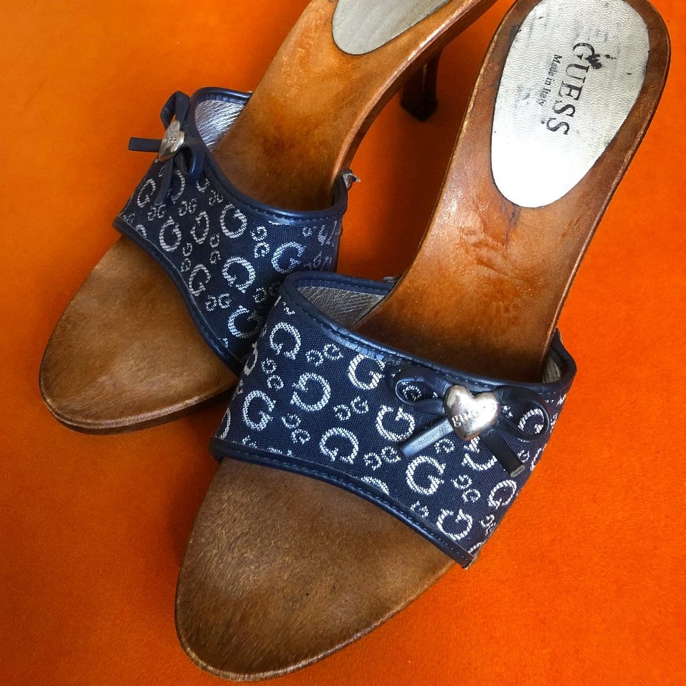 Retro Guess Kitten Heels w/ Wooden Sole